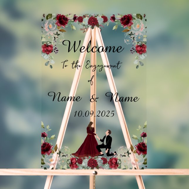 Burgundy acrylic Engagement sign  (Neutral)