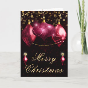 Burgundy Agate Baubles Christmas Dinner Party Holiday Card