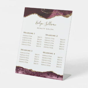 Burgundy Agate Beauty Salon Pedestal Sign