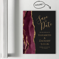 Burgundy Agate Gold Dark Magnetic Save the Date