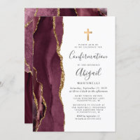  Burgundy Agate Gold Glitter Confirmation