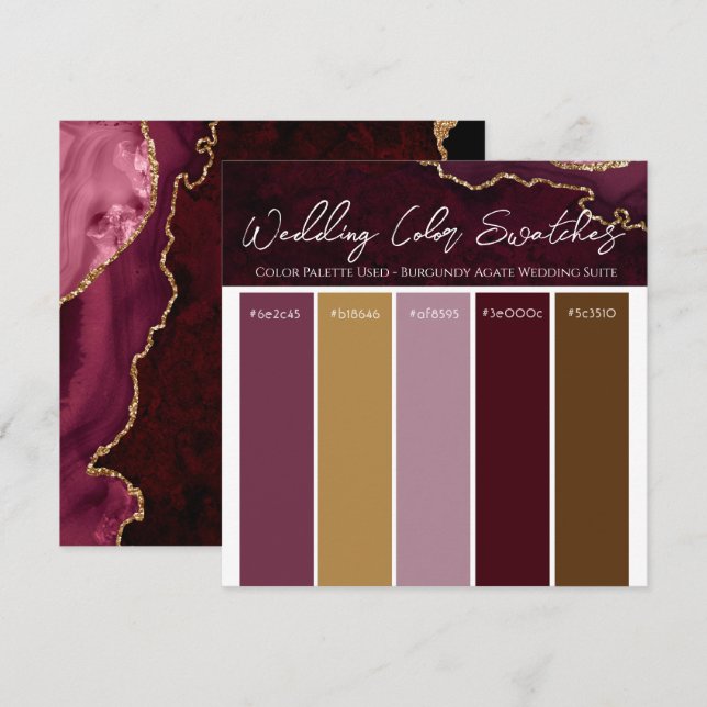Burgundy Agate Wedding Colour Pallette Invitation (Front/Back)