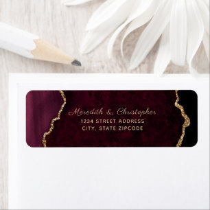 Burgundy Agate Wedding Return Address