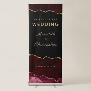 Burgundy Agate Wedding Welcome Retractable Banner