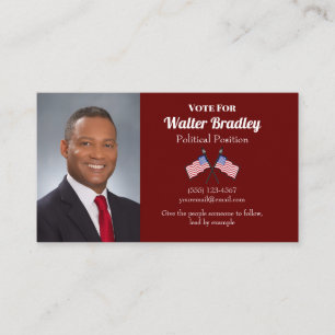 Burgundy American Flag Political Business Card