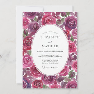 Burgundy Amethyst Painted Wedding Invitation
