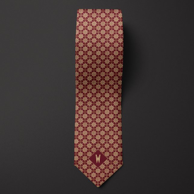 Burgundy and Beige Mandala Groomsman Tie (Creator Uploaded)