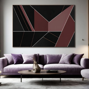 Burgundy and Black Abstract Geometry Poster
