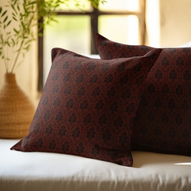 Burgundy and Black Damask Pattern Cushion (Creator Uploaded)