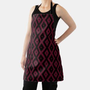 Burgundy and black diamond pattern apron
