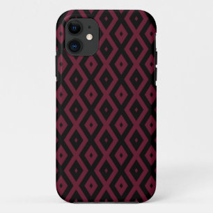 Burgundy and black diamond pattern iPhone 11 case