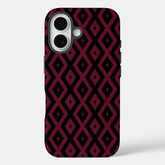 Burgundy and black diamond pattern Case-Mate iPhone case (Back)