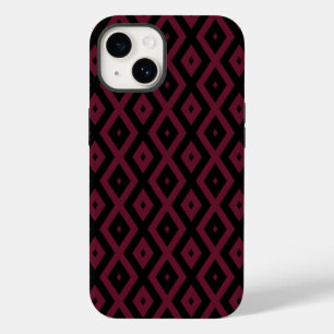Burgundy and black diamond pattern Case-Mate iPhone 14 case