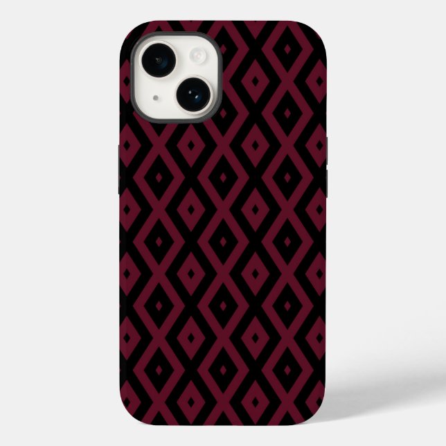 Burgundy and black diamond pattern Case-Mate iPhone case (Back)