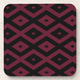 Burgundy and black diamond pattern coaster