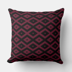 Burgundy and black diamond pattern cushion