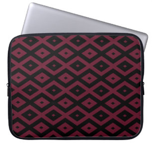 Burgundy and black diamond pattern laptop sleeve
