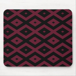 Burgundy and black diamond pattern mouse mat