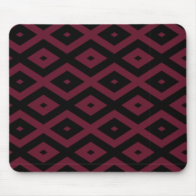 Burgundy and black diamond pattern mouse mat (Front)
