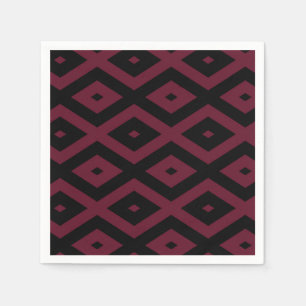 Burgundy and black diamond pattern napkin