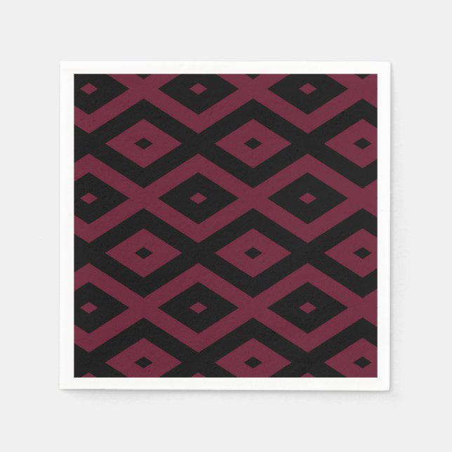 Burgundy and black diamond pattern napkin (Front)