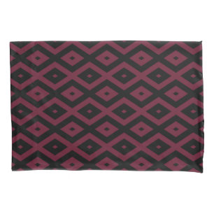 Burgundy and black diamond pattern pillowcase