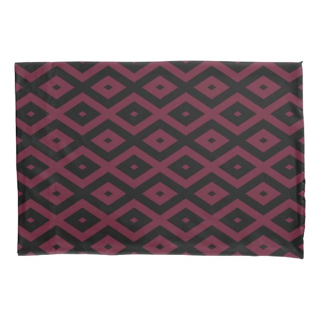 Burgundy and black diamond pattern pillowcase (Front)