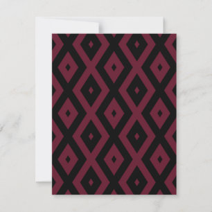 Burgundy and black diamond pattern RSVP card