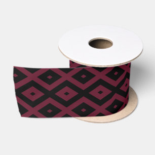 Burgundy and black diamond pattern satin ribbon