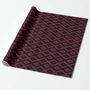 Burgundy and black diamond pattern wrapping paper