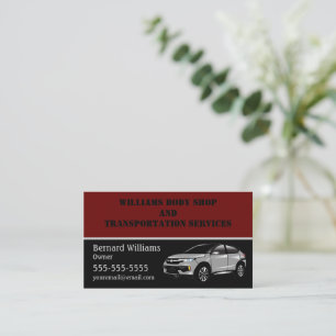Burgundy and Black Driving Services Business Card