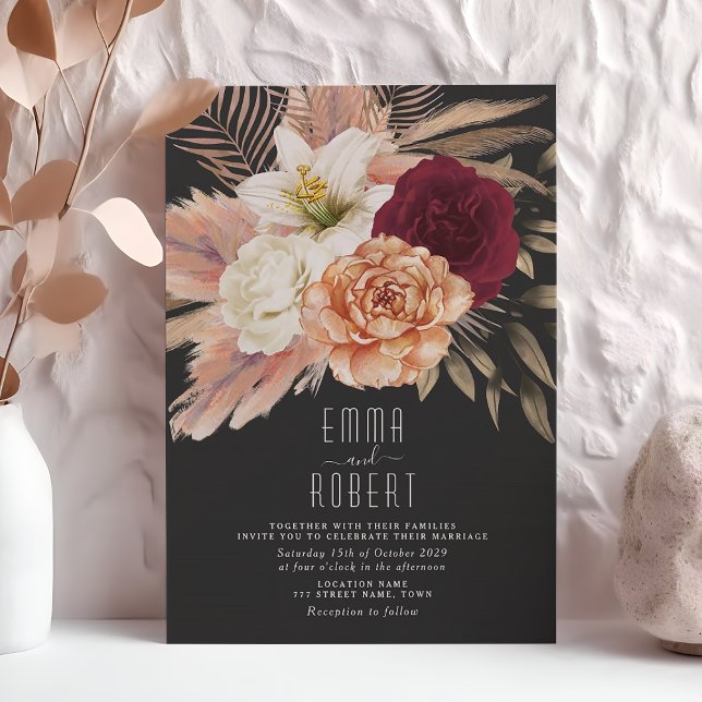 Burgundy and Black Gothic Wedding Invitation (Creator Uploaded)