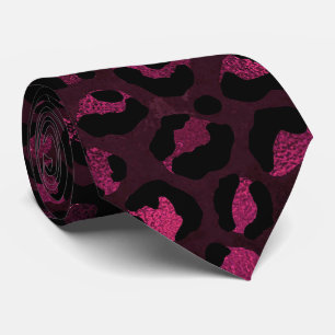 Burgundy and Black Leopard Print Tie
