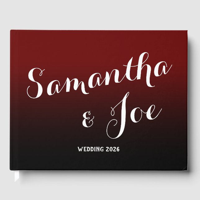 Burgundy and Black Ombre Wedding Guest Book (Front)