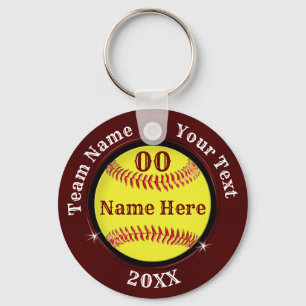 Burgundy and Black Personalised Softball Keychains