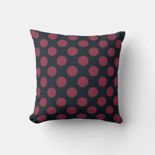Burgundy and Black Polka Dot Cushion