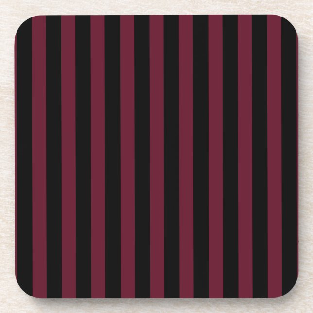 Burgundy and black stripes coaster (Front)