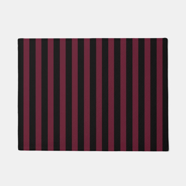 Burgundy and black stripes doormat (Front)
