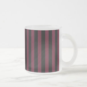 Burgundy and black stripes frosted glass coffee mug