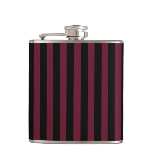 Burgundy and black stripes hip flask