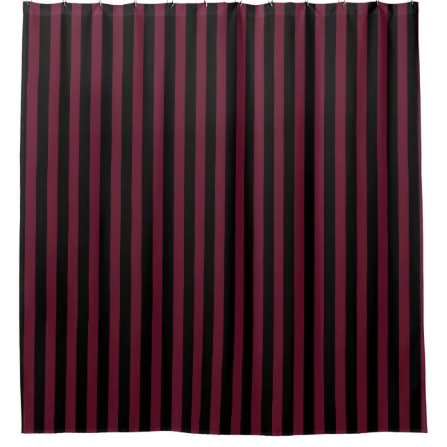 Burgundy and black stripes shower curtain (Front)