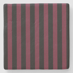 Burgundy and black stripes stone coaster