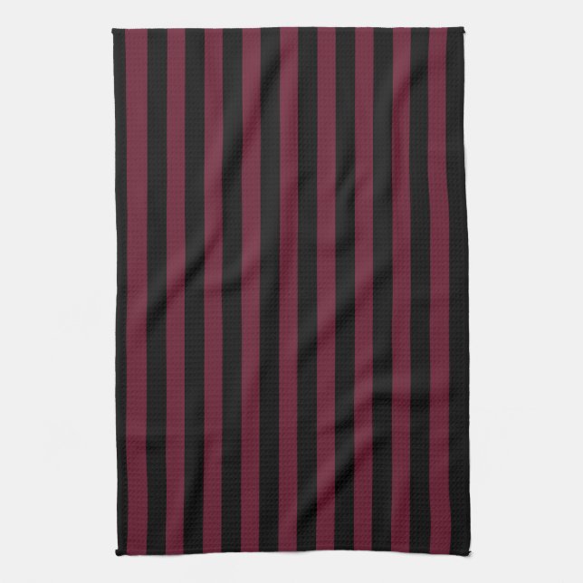Burgundy and black stripes tea towel (Vertical)