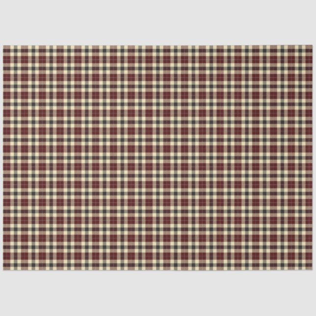 Burgundy and Black Tartan Plaid Tissue Paper (Front)