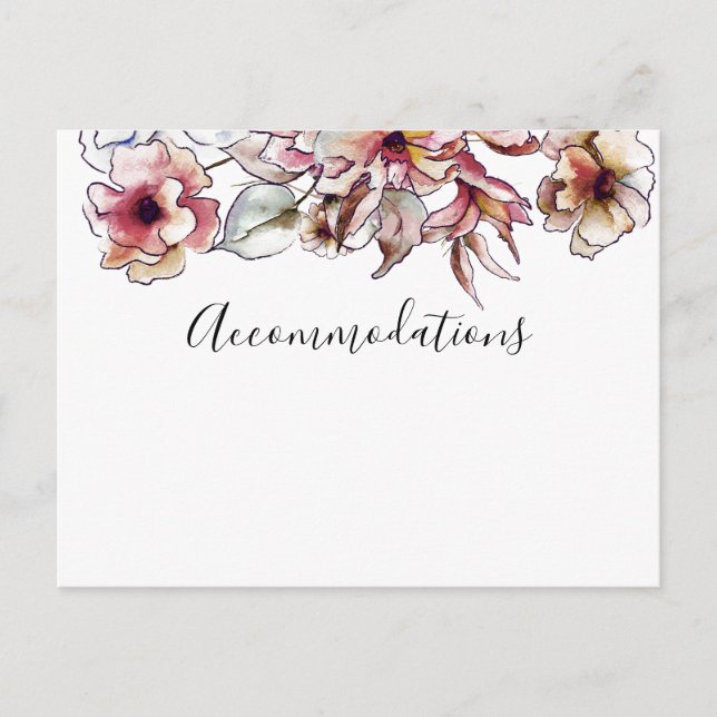 Burgundy and Blue Floral Garland Wedding Postcard (Front)