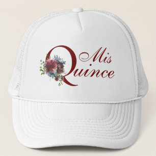 Burgundy and Blue Floral Mis Quince Birthday Trucker Hat