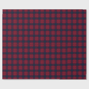 Burgundy and Blue Plaid Holiday Wrapping Paper