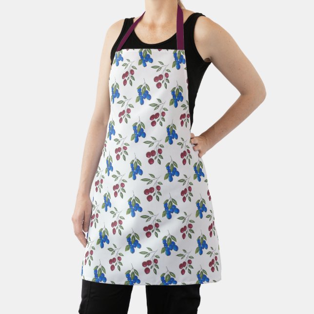 Burgundy and Blueberries Pattern Apron (Insitu)