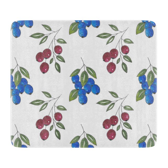 Burgundy and Blueberries Pattern  Cutting Board (Front)