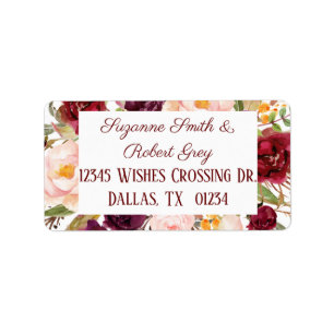 Burgundy and Blush Address Labels